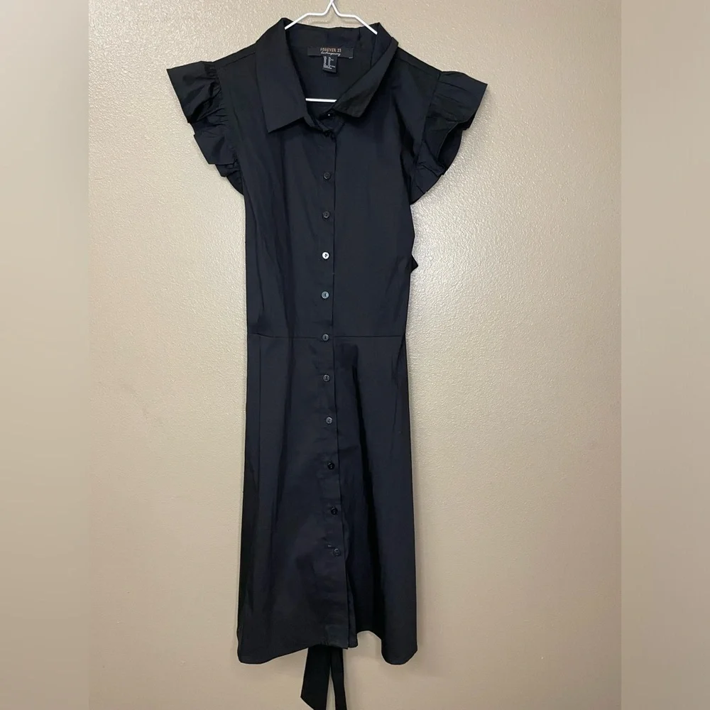 Women’s (XL)Black Forever 21 Midi Dress W/Strap - Picture 2 of 6